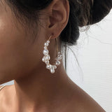 Wedding Pearl Beads Hoop Earrings