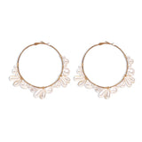 Wedding Pearl Beads Hoop Earrings