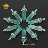 Natural Fluorite Stones Point Charms Hexagonal Pendants