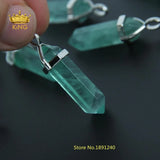 Natural Fluorite Stones Point Charms Hexagonal Pendants