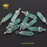 Natural Fluorite Stones Point Charms Hexagonal Pendants