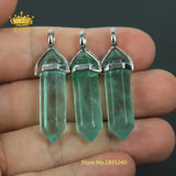 Natural Fluorite Stones Point Charms Hexagonal Pendants