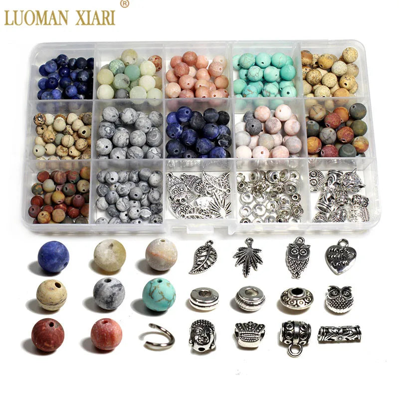 Natural Stone Beads Charms for Jewelry Making DIY Bracelet Craft Kit