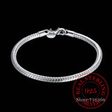 925 Silver Snake Chain Bangle Bracelet Men Women Homme Girl Jewelry