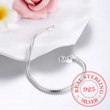 925 Silver Snake Chain Bangle Bracelet Men Women Homme Girl Jewelry