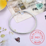 925 Sterling Silver 4mm Snake Chain Bangle Bracelet Men Women Fine Jewelry
