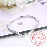 925 Silver Snake Chain Bangle Bracelet Men Women Homme Girl Jewelry