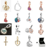 925 Silver Heart Flower Pendant DIY Bracelet Jewelry