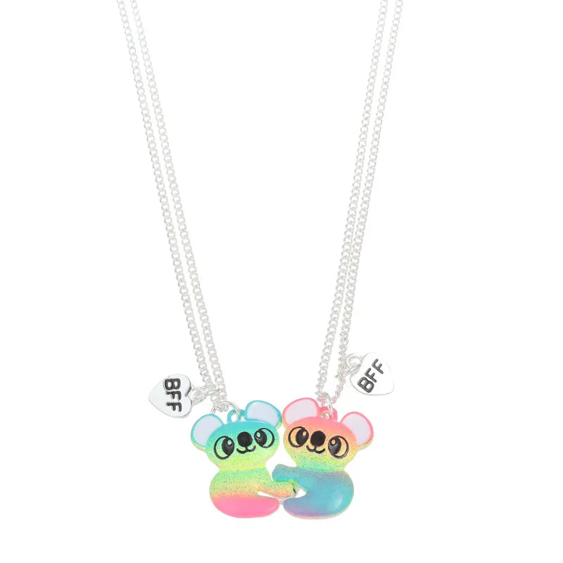 Colorful Raccoon Pendant Necklace BFF Friendship Kids Jewelry Gift