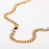 Red Crystal Star Necklace with Pearl Chain