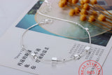 Square Beads Anklet 925 Sterling Silver Foot Leg Chain Fine Jewelry
