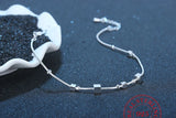 Square Beads Anklet 925 Sterling Silver Foot Leg Chain Fine Jewelry