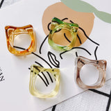 Acrylic Resin Square Ring Set Transparent Ladies Travel