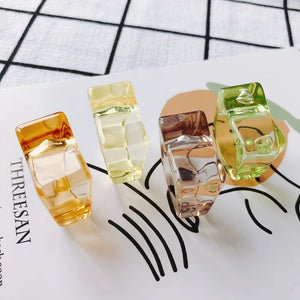 Acrylic Resin Square Ring Set Transparent Ladies Travel
