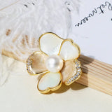 14K Plated Pearl Shell Flower Brooch Scarf Buckle Accessory
