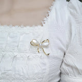 14K plated pearl shell bowknot brooch costume jewelry