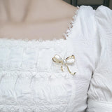 14K plated pearl shell bowknot brooch costume jewelry