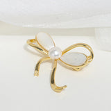 14K plated pearl shell bowknot brooch costume jewelry