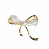 14K plated pearl shell bowknot brooch costume jewelry