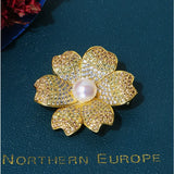 14K Plated Natural Pearl Ins Fine Brooch Costume Jewelry