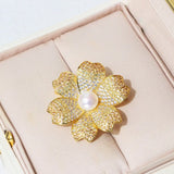 14K Plated Natural Pearl Ins Fine Brooch Costume Jewelry