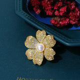 14K Plated Natural Pearl Ins Fine Brooch Costume Jewelry