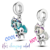 Chameleon Charm Bead Pendant 925 Sterling Silver Jewelry Gift