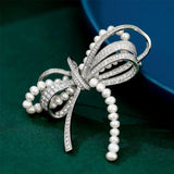 Women CZ Pearl Knot Suit Wedding Brooches Fine Jewelry