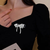 Women CZ Pearl Knot Suit Wedding Brooches Fine Jewelry