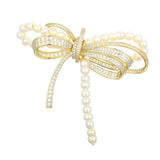 Women CZ Pearl Knot Suit Wedding Brooches Fine Jewelry