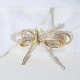 Women CZ Pearl Knot Suit Wedding Brooches Fine Jewelry