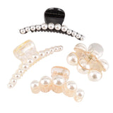 Pearl Hairpin Retro Square Hair Clips for Women
