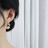 Crystal Micro Inlaid Pearl Earrings for Women