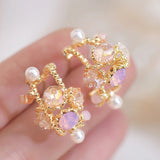 Crystal Micro Inlaid Pearl Earrings for Women