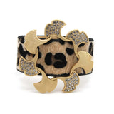 Crystal Cuff Leather Bracelet Women Wide Punk Jewelry