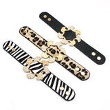 Crystal Cuff Leather Bracelet Women Wide Punk Jewelry