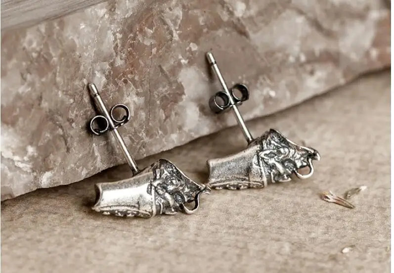 Vintage 925 Silver Skull Earrings Punk Rock Jewelry