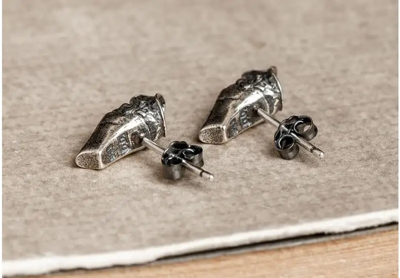 Vintage 925 Silver Skull Earrings Punk Rock Jewelry