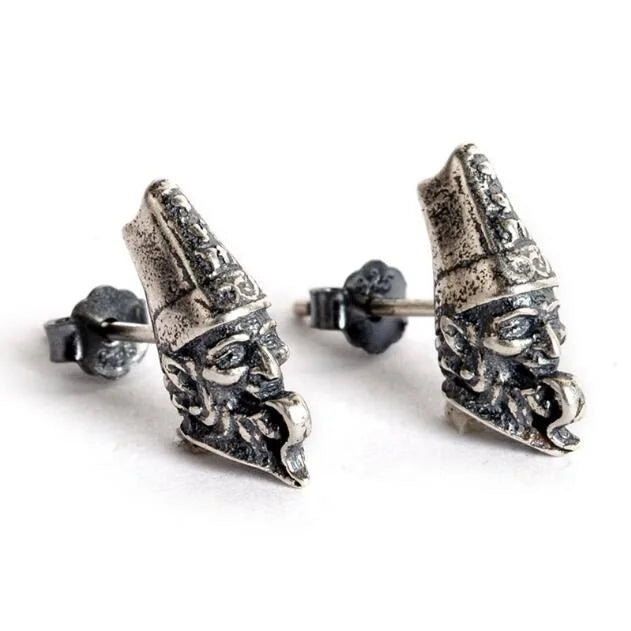 Vintage 925 Silver Skull Earrings Punk Rock Jewelry