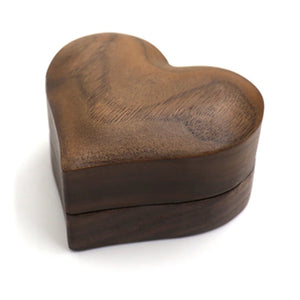 Heart Walnut Wood Ring Box Proposal Engagement Ring Holder