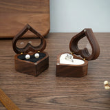 Heart Walnut Wood Ring Box Engagement Ring Holder