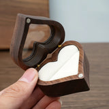 Heart Walnut Wood Ring Box Engagement Ring Holder