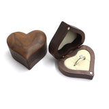 Heart Walnut Wood Ring Box Proposal Engagement Ring Holder