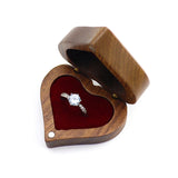 Heart Walnut Wood Ring Box Proposal Engagement Ring Holder