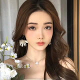 Sweet Zircon Clover Necklace Anniversary Gift for Ladies