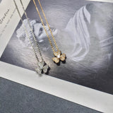 Sweet Zircon Clover Necklace Anniversary Gift for Ladies