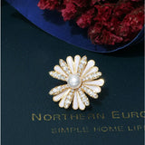 Cubic Zircon Natural Pearl Daisy Flower Brooch