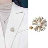 Cubic Zircon Natural Pearl Daisy Flower Brooch