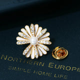 Cubic Zircon Natural Pearl Daisy Flower Brooch