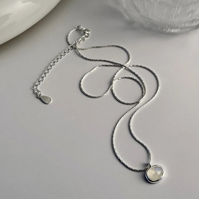 925 Sterling Silver Oval Bead Pendant Necklace Fine Jewelry